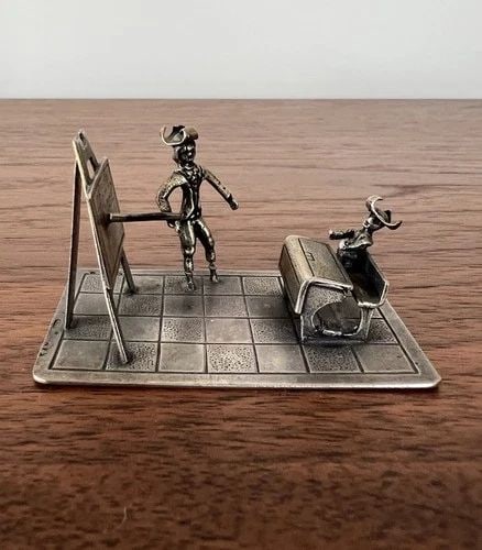 EARLY STERLING SILVER MINIATURE DOLLHOUSE 3D SCHOOL TEACHER CLASSROOM SCULPTURE (1 of 2)