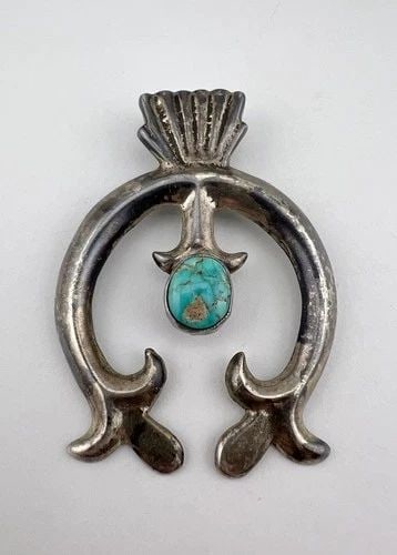 HUGE 3" NAVAJO SANDCAST STERLING SILVER WEBBED TURQUOISE NAJA PENDANT 40.5G: HUGE 3" Navajo Sandcast Sterling Silver Webbed Turquoise NAJA Pendant 40.5g Size: 3" Tall By Over 2" Wide Metal: Sterling Silver Weight is 40.5 Grams on my scale Amazing Natural Blue & Greenish Webbed