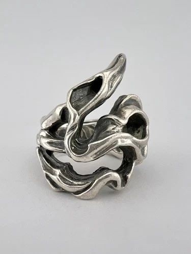 GACKT DARTS GIGOR GOTHIC PUNK BIKER STERLING SILVER FIRE FLAMES MEN'S RING (1 of 2)