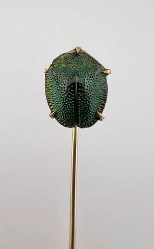 ANTIQUE VICTORIAN 14K GOLD EGYPTIAN SCARAB BEETLE INSECT STICK PIN BROOCH: ANTIQUE VICTORIAN 14K GOLD EGYPTIAN SCARAB BEETLE INSECT STICK PIN BROOCH Antique Victorian 14k Gold Egyptian Scarab Beetle Insect Stick Pin Brooch Size: 2 3/8" Tall Beetle is 5/8" Tall By 1/2" Wide M