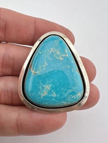 VTG DOUG ZACHARY NAVAJO STERLING SILVER CASTLE DOME TURQUOISE SHADOWBOX PENDANT (1 of 2)