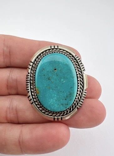 WILL DENETDALE NAVAJO STERLING SILVER BLUE GEM TURQUOISE OVAL BOLO TIE 1 5/8": WILL DENETDALE NAVAJO STERLING SILVER BLUE GEM TURQUOISE OVAL BOLO TIE 1 5/8" Vtg Will Denetdale Navajo Sterling Silver Blue Gem Turquoise Oval Bolo Tie 1 5/8" Size: 1 5/8" Tall by 1 1/4" Wide Weight 