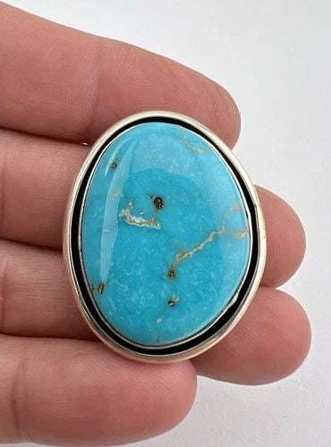 VTG DOUG ZACHARY NAVAJO STERLING SILVER CASTLE DOME TURQUOISE SHADOWBOX PENDANT (1 of 2)