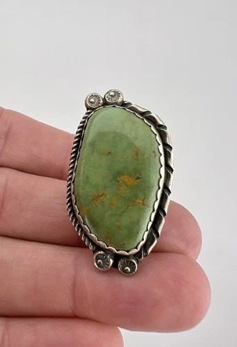HUGE VTG NAVAJO STERLING SILVER HIGH GRADE ROYSTON TURQUOISE STAMPED OVAL RING: HUGE VTG NAVAJO STERLING SILVER HIGH GRADE ROYSTON TURQUOISE STAMPED OVAL RING HUGE Vtg Navajo Sterling Silver High Grade Royston Turquoise Stamped Oval Ring Ring Size: Around 6 - Can Be Re Sized Weig