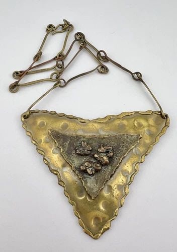 VTG BRUTALIST WEARABLE ART PAL KEPENYES? JACK BOYD? BRONZE ARTISAN NECKLACE 23" (1 of 2)