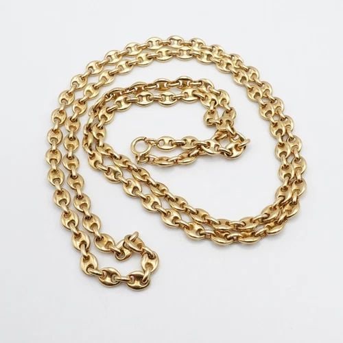 HERMES 18K YELLOW GOLD 6MM MARINER ANCHOR CHAIN LINK NECKLACE - 36" LONG: HERMES 18K YELLOW GOLD 6MM MARINER ANCHOR CHAIN LINK NECKLACE - 36" LONG Hermes 18K Yellow Gold 6mm Mariner Chain Link Necklace Length - 36" Long Chain Width - 6mm Depth - 2mm Total Weight - 85.5 Gram
