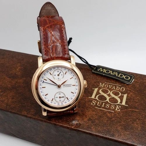 MOVADO 1881 SUISSE 44.B2.870 18K YELLOW GOLD AUTOMATIC WATCH - 36MM BOX & TAG (1 of 2)