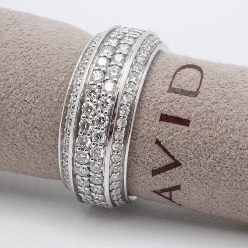 DAVID YURMAN 18K WHITE GOLD STREAMLINE BEVELED DIAMOND WEDDING BAND RING SZ 7.5 (1 of 2)