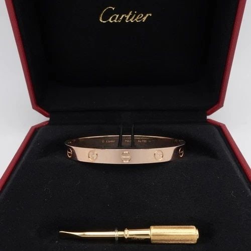 CARTIER LOVE BRACELET 18K ROSE GOLD - SIZE 16 - BOX & POUCH (1 of 2)