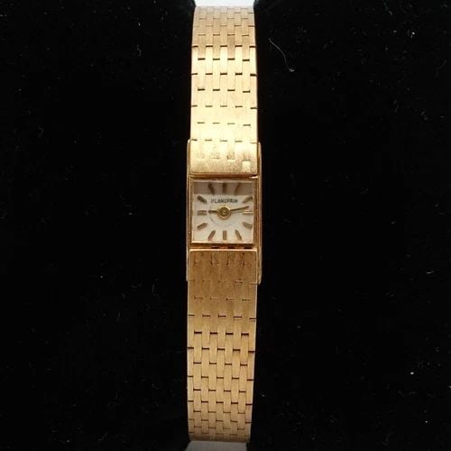 BLANCPAIN ESZEHA 18K YELLOW GOLD BACKWIND SQUARE BRACELET WATCH - 9MM X 8MM (1 of 2)