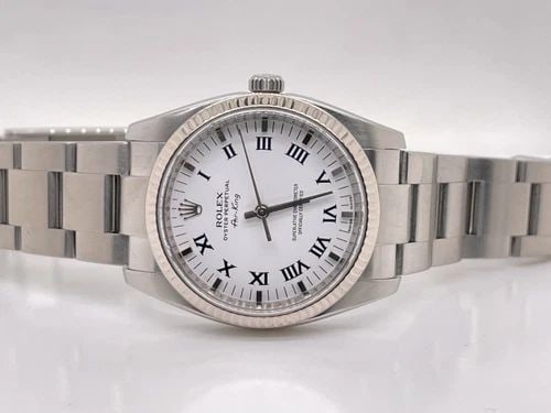ROLEX OYSTER PERPETUAL AIR-KING 114234 STEEL & 18K GOLD BEZEL WATCH - 34MM: ROLEX OYSTER PERPETUAL AIR-KING 114234 STEEL & 18K GOLD BEZEL WATCH - 34MM Rolex Oyster Perpetual Air-King Stainless Steel & 18K Gold Automatic Watch Reference - 114234 Case Size - 34mm Serial - M Yea