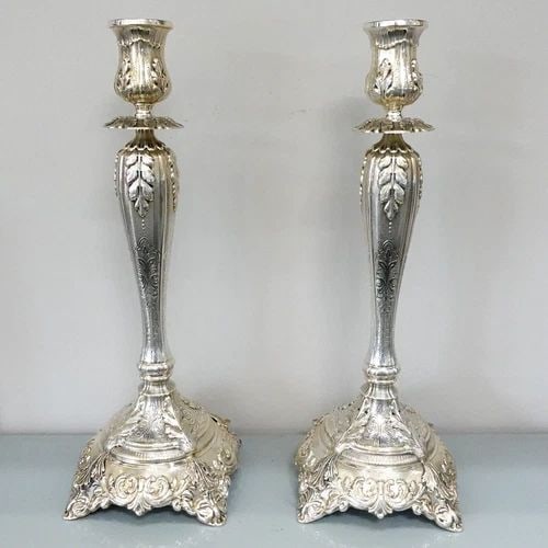 MARTELLA STERLING SILVER VENICE PATTERN CAST CANDLESTICK HOLDER SET 16" TALL: MARTELLA STERLING SILVER VENICE PATTERN CAST CANDLESTICK HOLDER SET - 16" TALL Martella Fatto A Mano Sterling Silver Venice Pattern Casting Candlesticks Set - No Monograms Height - 16" Tall Top Width 