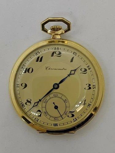CHRONOMETRE BODOVAR WATCH CO. 18K YELLOW GOLD HAND WINDING POCKET WATCH - 46MM (1 of 2)