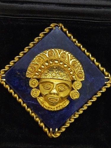 1846 NINO VERITA ITALY 18K YELLOW GOLD ETHNIC MOTIF SQUARE BROOCH PIN 2.5" (1 of 2)
