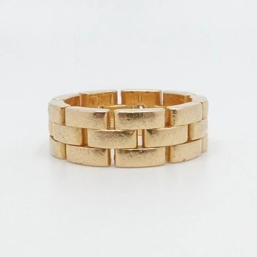 CARTIER 18K YELLOW GOLD MAILLON PANTHERE 7.5MM BAND RING - SIZE 58 US 8.25: Cartier 18K Yellow Gold Maillon Panthere Band Ring Size - 58 mm (US 8.25) Band Width - 7.5mm Depth - 2.4mm Style # CRB4230658 Est. Retail Price - $2,410 USD Serial # MU**** Total Weight - 14.7 Grams H