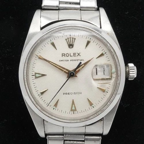 ROLEX OYSTER PERPETUAL DATE 6494 STAINLESS STEEL MANUAL WATCH - 34MM (1 of 2)