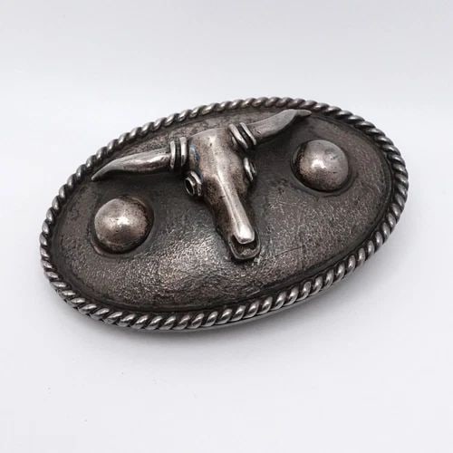 KIESELSTEIN-CORD STERLING SILVER RODEO LONGHORN STEER BELT BUCKLE (1 of 2)