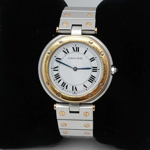 CARTIER SANTOS RONDE 8191 18K GOLD TWO TONE STAINLESS QUARTZ WATCH - 32MM (1 of 2)