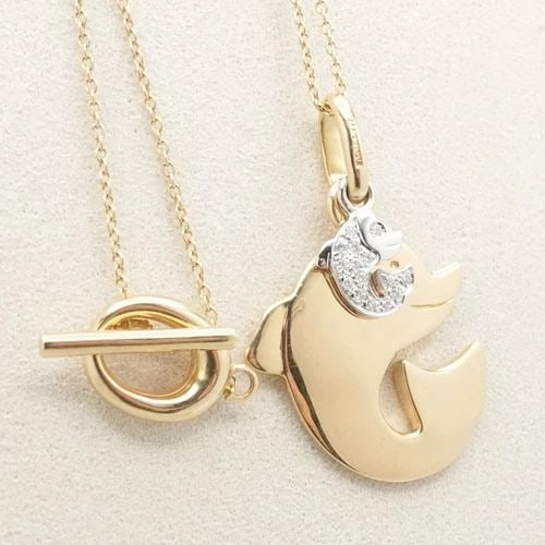 MATTIOLI 18K GOLD PAVE DIAMOND DOLPHIN SEA LIFE PENDANT TOGGLE NECKLACE 16.5" (1 of 2)