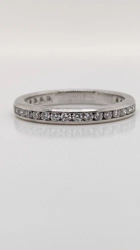TIFFANY & CO. PLATINUM FULL CIRCLE DIAMOND ETERNITY 2MM BAND RING .36 CT -SZ 4.5: Tiffany & Co. Platinum Full Circle Diamond Eternity Band Ring Width - 2mm Total Diamond Weight - 0.36 Carats Ring Size - 4.5 Total Weight - 3.1 Grams Professionally Polished & Looks Brand New Box & Pa