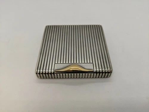 ALFRED DUNHILL PARIS STERLING SILVER & 18K GOLD MAKE UP COMPACT MIRROR CASE (1 of 2)
