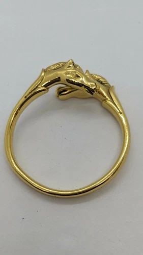 HERMES RAVINET D'ENFERT YELLOW GOLD PLATED DOUBLE HORSE BANGLE BRACELET 7.75": HERMES RAVINET D'ENFERT YELLOW GOLD PLATED DOUBLE HORSE BANGLE BRACELET 7.75" HERMES RAVINET D'ENFERT YELLOW GOLD PLATED DOUBLE HORSE BANGLE BRACELET 7.75"