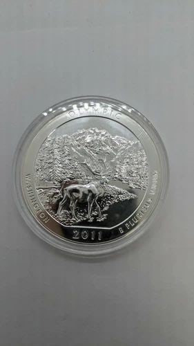 2011 5 OZ SILVER COIN AMERICA THE BEAUTY OLYMPIC NATIONAL PARK, WA - IN CAPSULE (1 of 2)