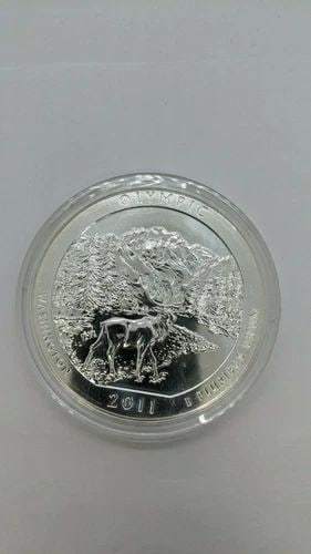 2011 5 OZ SILVER COIN AMERICA THE BEAUTY OLYMPIC NATIONAL PARK, WA - IN CAPSULE (1 of 2)