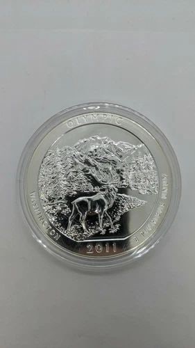2011 5 OZ SILVER COIN AMERICA THE BEAUTY OLYMPIC NATIONAL PARK, WA - IN CAPSULE (1 of 2)