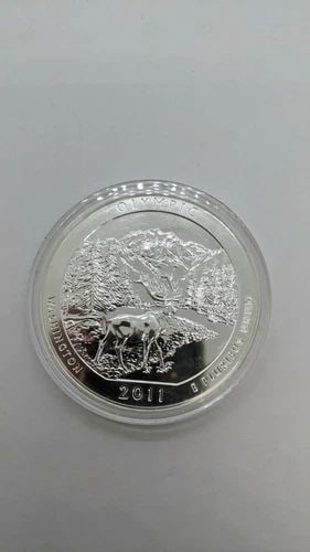 2011 5 OZ SILVER COIN AMERICA THE BEAUTY OLYMPIC NATIONAL PARK, WA - IN CAPSULE (1 of 2)