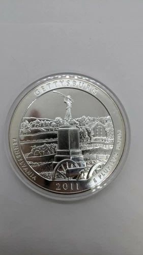 2011 5 OZ SILVER COIN AMERICA THE BEAUTY GETTYSBURG, PENNSYLVANIA - IN CAPSULE (1 of 2)