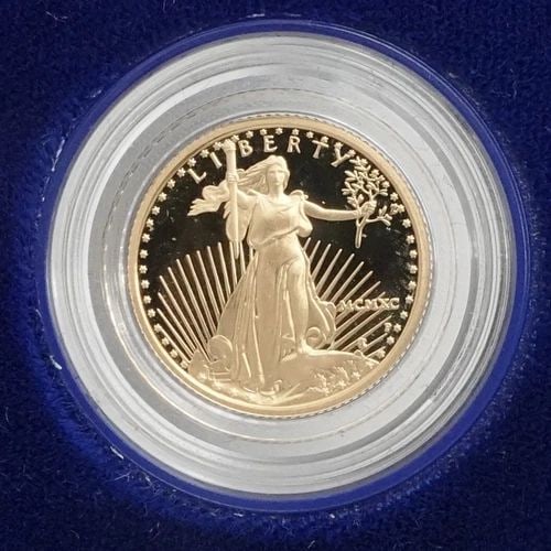 1990 P AMERICAN EAGLE 1/10 OZ. GOLD $5 COIN OGP COA (1 of 2)