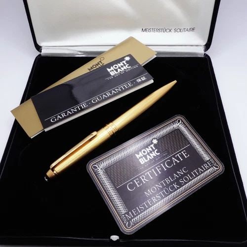 MONTBLANC MEISTERSTUCK SOLITAIRE GOLD BALLPOINT PEN - PAPER & BOX (1 of 2)
