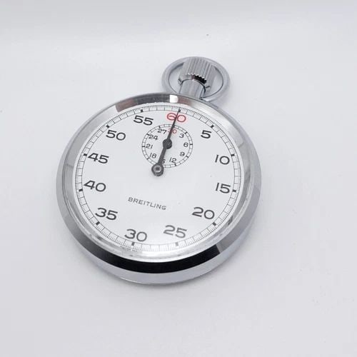 BREITLING CHRONOMETER SILVER TONE MANUAL POCKET STOP WATCH - 51MM (1 of 2)