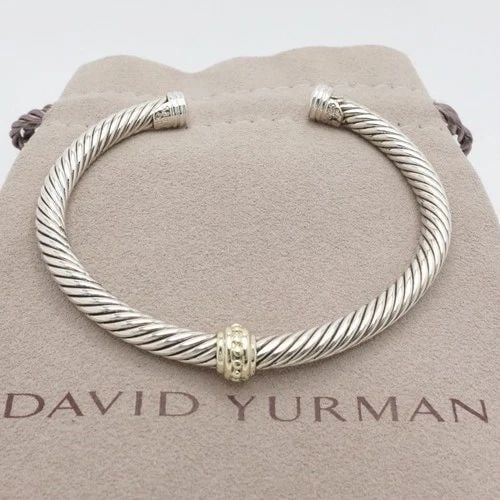 DAVID YURMAN 14K YELLOW GOLD STERLING SILVER 5MM CABLE CUFF BRACELET 6.5" WRIST (1 of 2)
