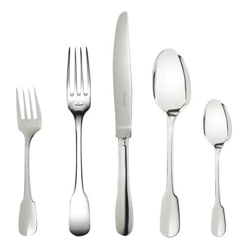 CHRISTOFLE FRANCE CLUNY SILVER PLATED 5 PIECE PLACE SETTING SET NEW #Q2: CHRISTOFLE FRANCE CLUNY SILVER PLATED 5 PIECE PLACE SETTING SET NEW #Q2 Christofle Cluny Silver Plated 5 Piece Place Setting Flatware Set The individual flatware are as follow: - 1 salad fork - 1 dinn