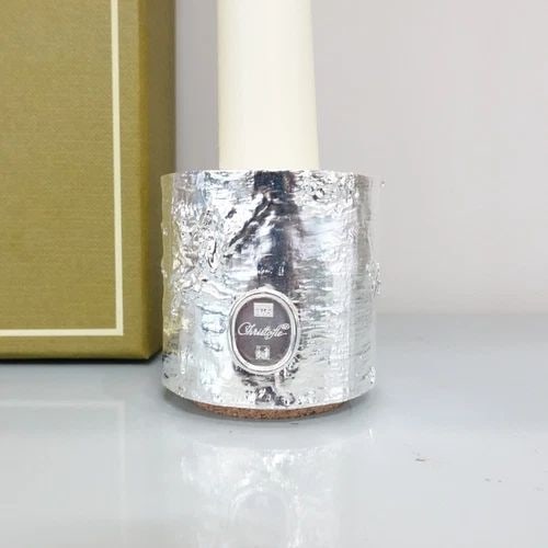 CHRISTOFLE FRANCE SEVE D' ARGENT SILVER PLATED CANDLE HOLDER - BOX & POUCH (1 of 2)