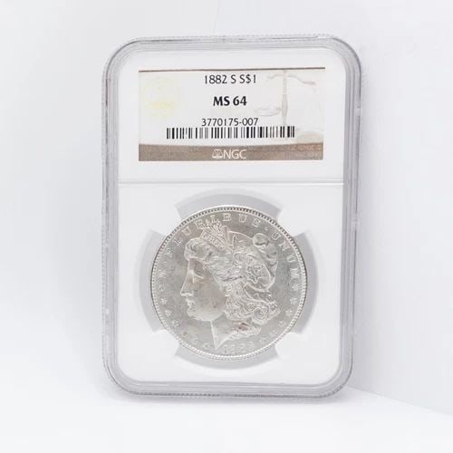 1882 S MORGAN SILVER DOLLAR $1 COIN NGC MS 64: 1882 S Morgan Silver Dollar $1Coin NGC Certified - MS 64 Est. Price Value - $150 USD