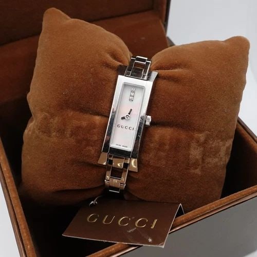 GUCCI 110 SERIES YA110516 STAINLESS STEEL MOTHER OF PEARL DIAMOND QUARTZ WATCH (1 of 2)