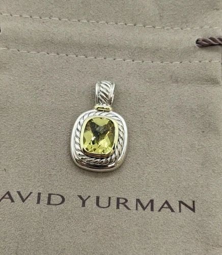 DAVID YURMAN ALBION STERLING & 14K GOLD LEMON CITRINE PENDANT ENHANCER - 19MM (1 of 2)