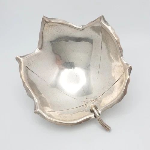 ALFREDO SCIARROTTA STERLING SILVER LEAF DISH BOWL - 4" WIDE (1 of 2)