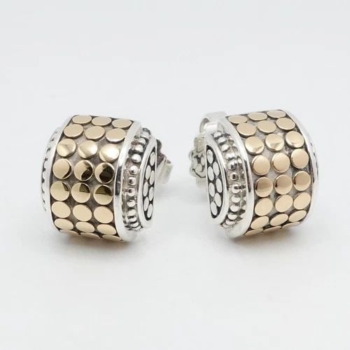 JOHN HARDY DOT 18K YELLOW GOLD STERLING SILVER STUD EARRINGS (1 of 2)