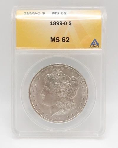 1899 O MORGAN SILVER $1 DOLLAR COIN - ANACS MS 62 (1 of 2)