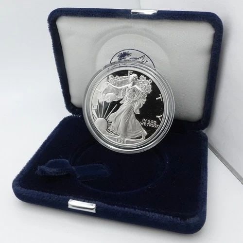 1998 P U.S MINT AMERICAN EAGLE SILVER PROOF DOLLAR COIN BOX & COA (1 of 2)