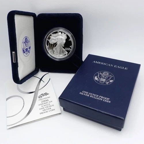 2006 W AMERICAN EAGLE SILVER PROOF $1 DOLLAR COIN - OGP COA #Q28 (1 of 2)