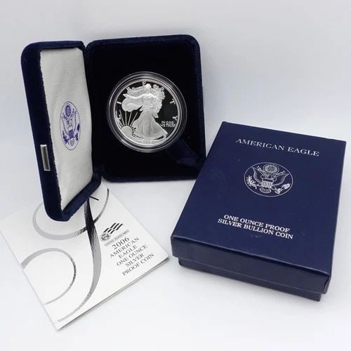 2006 W AMERICAN EAGLE SILVER PROOF $1 DOLLAR COIN - OGP COA #Q27 (1 of 2)