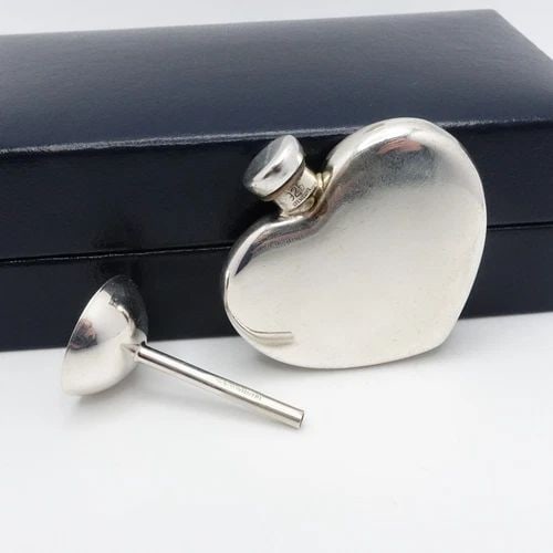 TIFFANY & CO. STERLING SILVER HEART SHAPED PERFUME BOTTLE FUNNEL SET - BOX #Q1 (1 of 2)