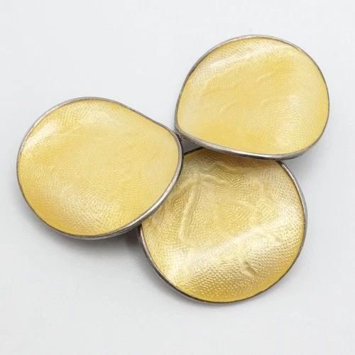 EINAR MODAHL STERLING SILVER NORWAY GUILLOCHE YELLOW ENAMEL MODERNIST BROOCH PIN (1 of 2)
