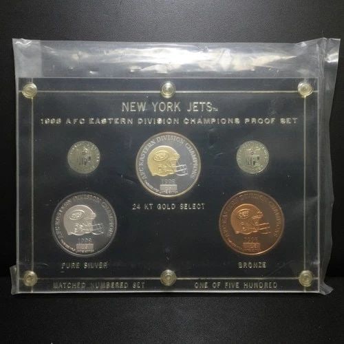 1998 NEW YORK JETS AFC EASTERN DIVISION CHAMPIONS PROOF SET COIN LIMITED 15/500 (1 of 2)