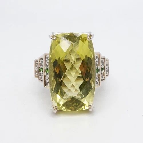 GEMS EN VOUGE STERLING SILVER OURO VERDE QUARTZ COCKTAIL RING - SIZE 12.25 (1 of 2)